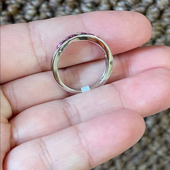 NWT Elegant 925 Silver and Natural Pink Ruby Gemstone Ring Half Eternity Size 6 - Picture 6 of 11